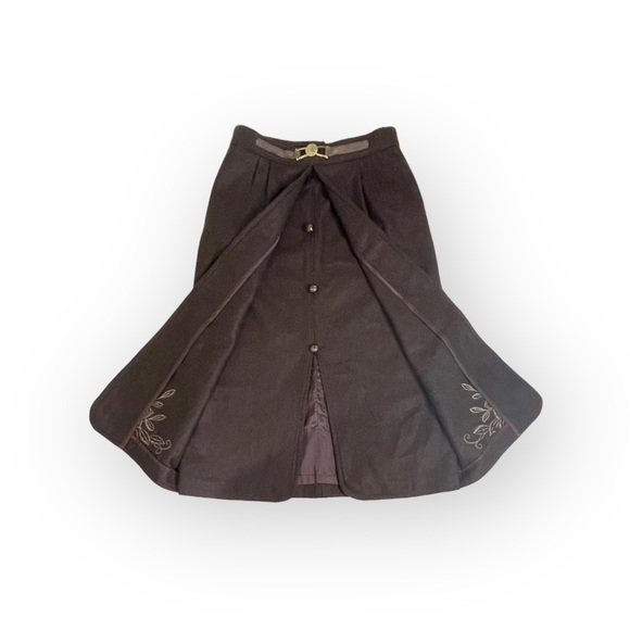 Vintage: Celine Sport ༄ Embroidered Wool Pencil Split Skirt༄ Gold Logo Hardware༄ - Picture 4 of 16